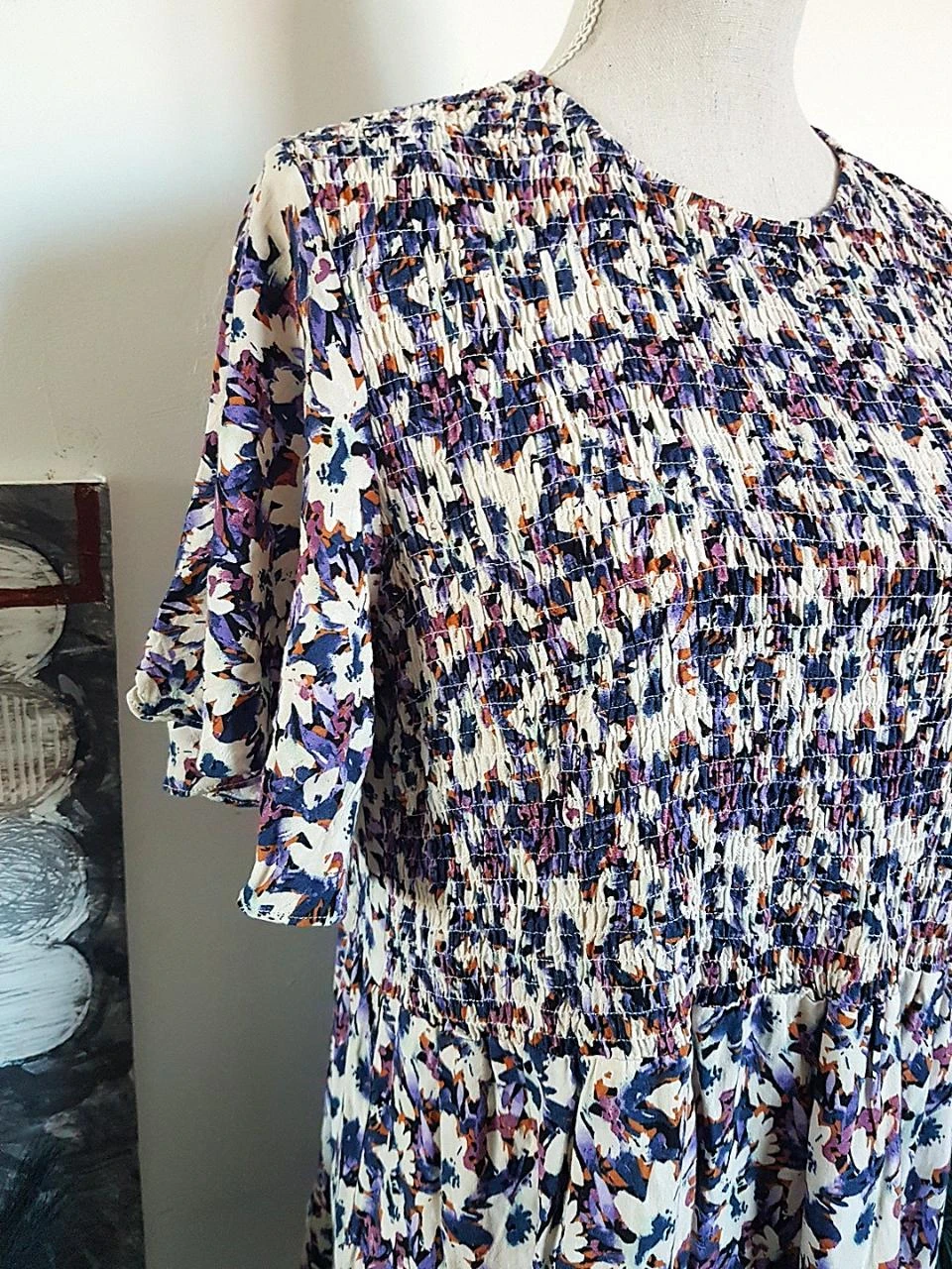 🌸Geplooide zomerjurk met bloemenpatroon Pull & Bear – Maat L (40) – 100% Viscose – photo 2
